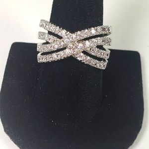 Lia Sophia Ooh La La 4 Crisscross Cubic Zirconia Statement Ring Size 10